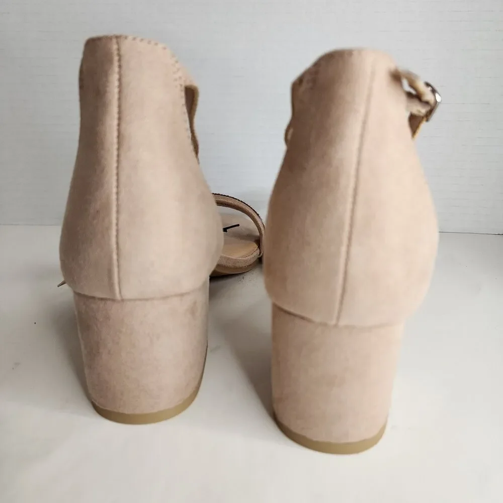 NIB Madden NYC Women's SIZE 9 1/2 Blush Illie City Rhinestone Strappy Sandals